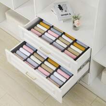 1/3/6Pack Socks Underwear Drawer Organizer, Non-Woven Foldable Cabinet Wardrobe Organizer For Clothes, Socks, Underwear, Underwear, Ties, Belts, Bedroom (Gray 6 Compartments) - Grey - View 3