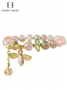 1 pieza Pulsera para niña marca Finess color rosa, pulsera hecha a mano con cuentas con diseños lindos de animales, océano y estrellas, adecuado para niños de 3 a 6 años, regalo de joyería de juguete colorida