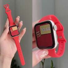 1条超薄硅胶表带，兼容，女士运动款，尺寸：38mm、40mm、41mm、42mm、44mm、45mm、46mm、49mm；纤薄橡胶表带，兼容 Ultra、S10、9/8/7/6/5/4/3/2/1、SE系列 - 紅色 - 查看 1