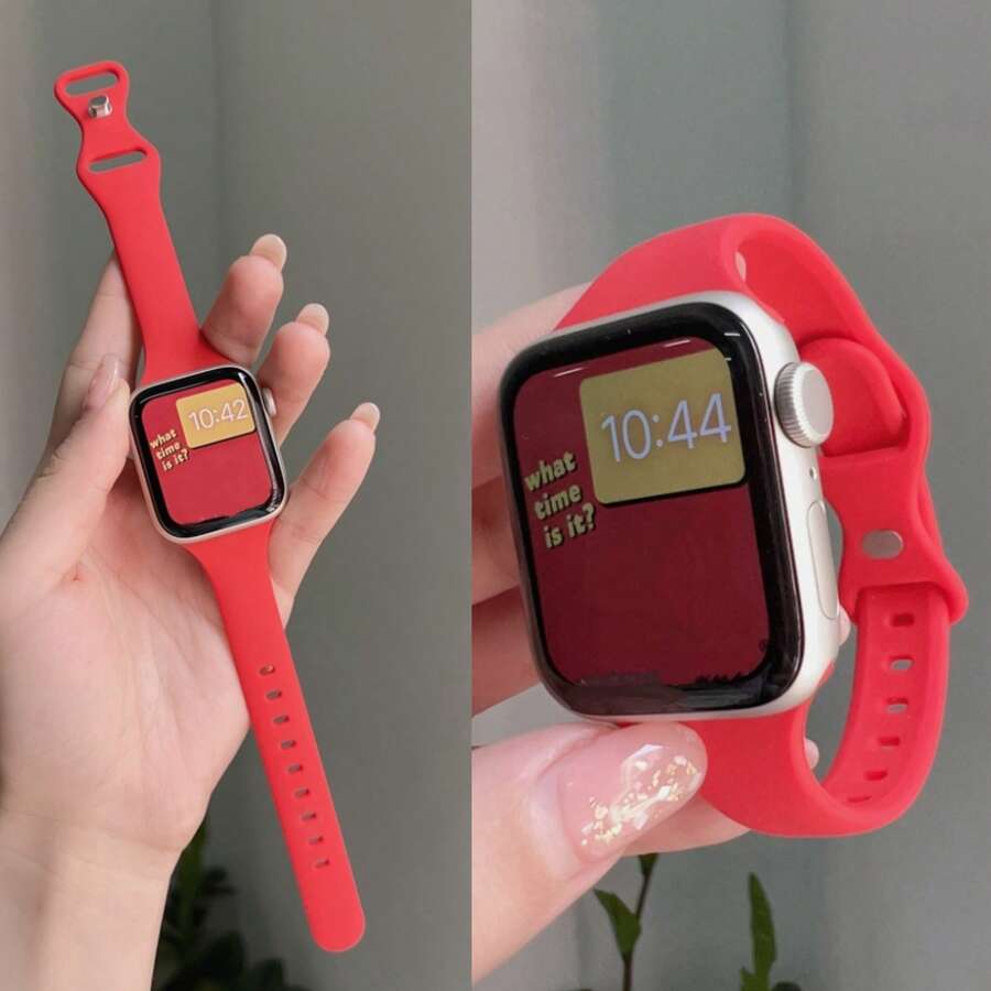 1条超薄硅胶表带,兼容,女士运动款,尺寸:38mm、40mm、41mm、42mm、44mm、45mm、46mm、49mm;纤薄橡胶表带,兼容 Ultra、S10、9/8/7/6/5/4/3/2/1、SE系列 - 紅色 - 查看 1