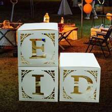 3 piezas Caja de globos con efecto hueco blanco para decoración de fiestas
