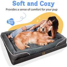 Washable Orthopedic Large Dog Bed - Dog Beds Large Sized Dogs With Removable Cover Waterproof Pet Bed With Bolster For Extra Large Pet - Dark Grey - View 6