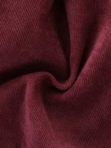 Vestido para niña, cintura alta, midi, manga larga, cuello redondo, botones con volantes, falda plisada estilo princesa con diadema - Burdeos - Ver 5