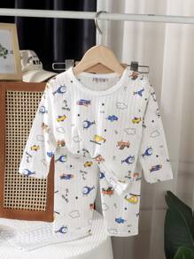 Kinder leichte Langarm Baumwoll Pyjama-Set, Kinderschlafanzug, Sommer