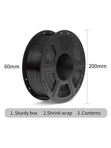 PETG Black Filament 3D Printer Filament Set, 1.75mm High Precision, Vacuum Sealed, Good Adhesion, Less Warpage, Smooth Printing Material Quality - Black - View 4