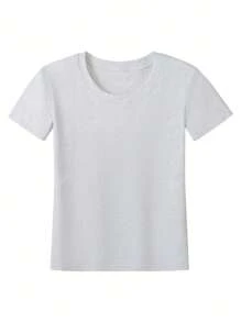 Women's Summer Solid Color Round Neck Short Sleeve Casual T-Shirt