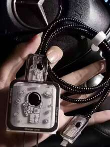 5pcs Astronaut Protective Cover Case Compatible With Iphone 11/12/13/14/15, 18/20W Charger Protector Case, Gifts For Boyfriend/Girlfriend Cable Protector - Multicolor - View 4