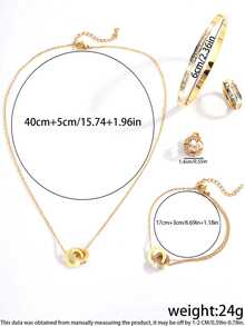 6 Pcs Stylish And Exquisite Stainless Steel Single Row Rhinestones Sets Are Perfect Holiday Gifts For Your Girlfriend - Gold - View 7