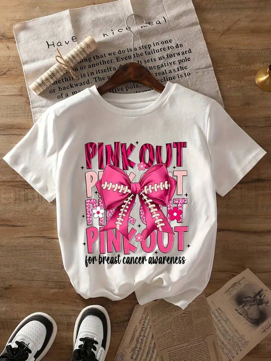 Summer And Spring Patterned Printed T-Shirts, Short Sleeved Round Neck Casual Tops, Women's Tops