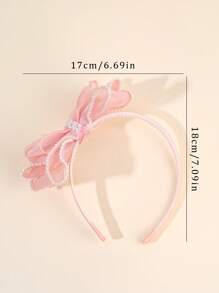 1pc Solid Color Bow Hair Band,Tulle Faux Pearl Headband,Fashion Hair Accessories For Toddlers Kids Daily Use Gifts