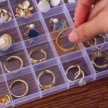 1pc Multi-Purpose Clear Plastic Storage Box, Including 4/24/28/32 Fixed Compartments For Organizing Earrings, Rings, Jewelry And Nail Art Accessories Back To School - Multicolor - View 2