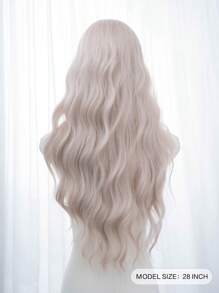 1 Synthetic Heat-Resistant ,Wavy Wigs Pink Wig ,28 Inches Long, Made Of Fiber, Suitable For Daily Use, Natural And Realistic Fake Hair(Excluding Accessories)