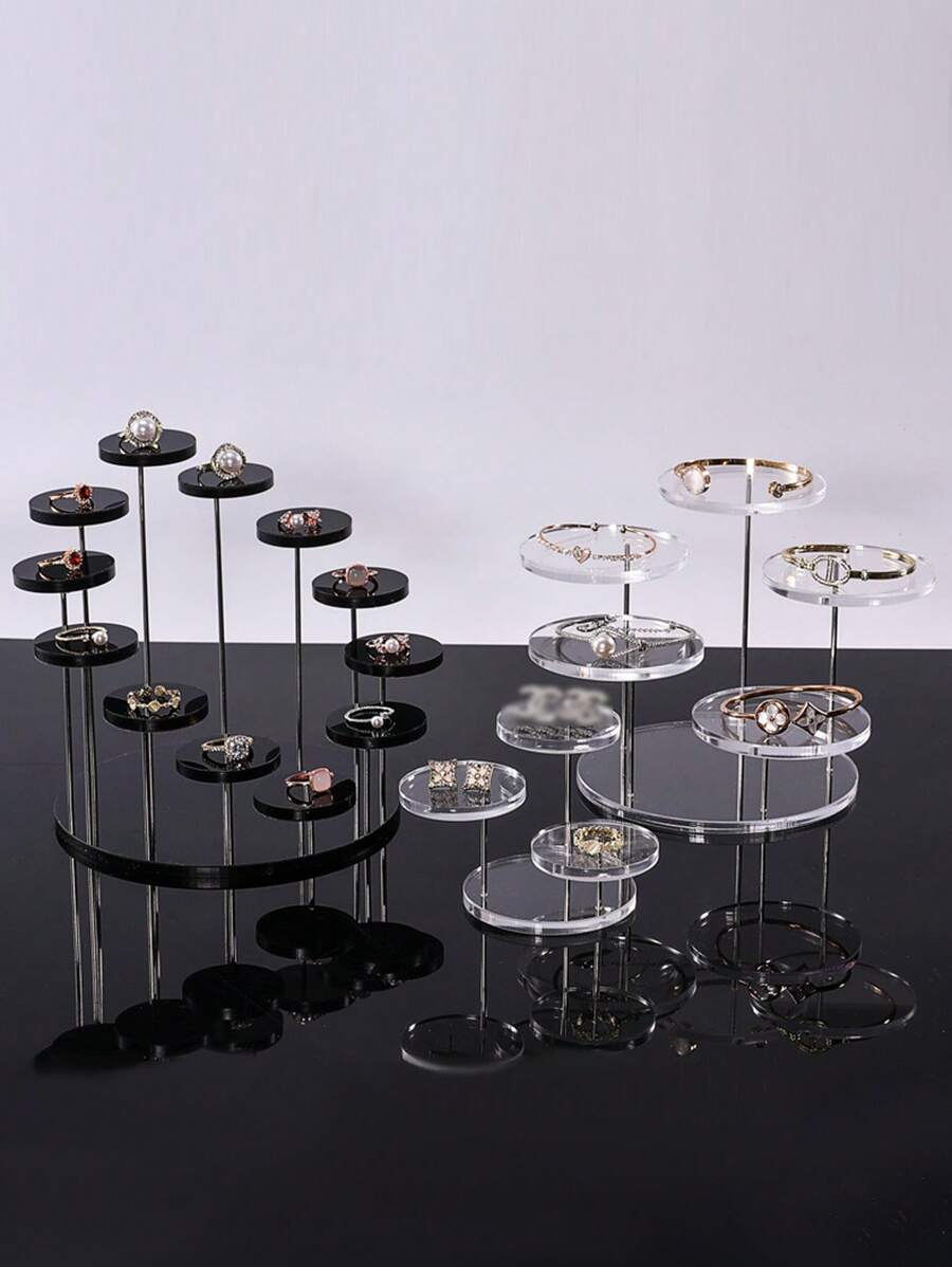 1pc 12 Round, 5 Round, 3 Round, Multi Style Jewelry Figurine Display Stand, Ring Ladder Display Stand, Acrylic Earring Stand, Bracelet Stand, Display Stand, Desktop Storage, Jewelry Storage - Multicolor - View 1