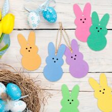 10pcs/Pack Colorful Easter Bunny Wooden Hanging Ornaments, Easter Party Supplies Home Decor