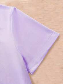 Customized Tween Girl T-Shirt - Add Your Own Text And Images (Family Photo/Selfie/Pet Photo/Friend Photo/Party Photo) To Design Your Personalized Printed T-Shirt, Infant/Couple/Family/Pet Photo, Anniversary Gift, Valentine's Day, Christmas, Thanksgiving, New Year Patterns, Logo | Business | Wedding Gift | Party | Birthday Gift | Halloween Costume | Christmas Costume - Violet Purple - View 8