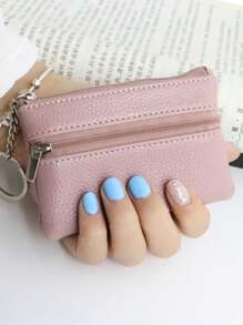 1pc Mini Solid Color Wallet, Ultra-Thin Short Wallet, Classic Minimalist Zipper Coin Purse, Card Holder, Makeup Bag, Data Cable Organizer - Multicolor - View 12