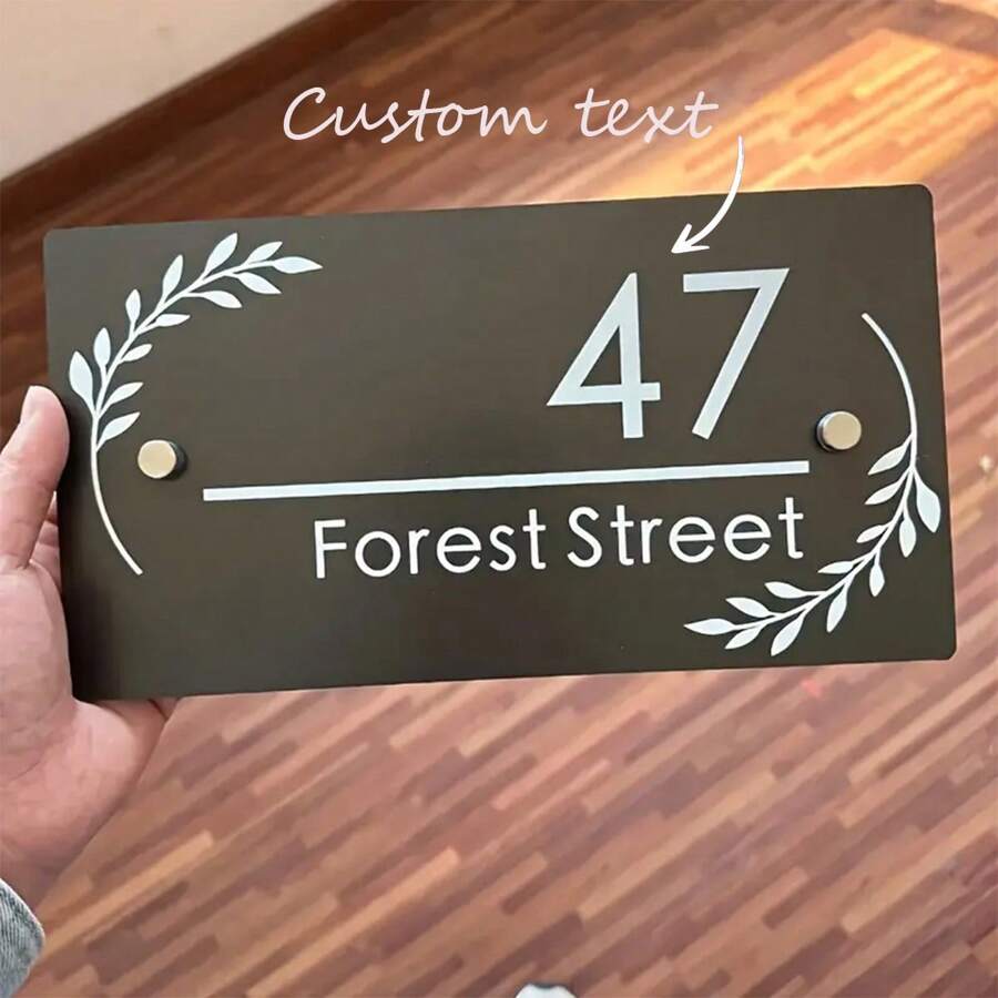 Customized Personalized Double Layer Acrylic English + Numeric Name Plate, Water-Resistant, Easy Installation For Office/Business/Residential Door Signs Gifts Birthday Graduation - Multicolor - View 1