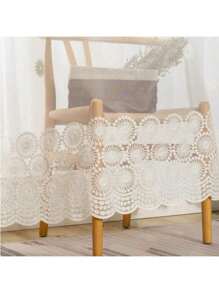 1 件装白色北欧简约刺绣薄纱窗帘，轻质薄纱窗帘，适用于客厅、卧室、阳台、酒店装饰，无轨道或杆