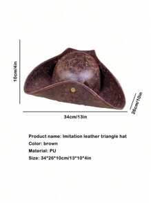 1pc Unisex Pirate Hat Leather Sailor Tricorne Hat, Caribbean Pirate Captain Hat For Party, Stage Performance, Costume, Cosplay