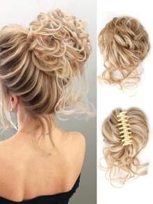 Pièce de chignon désordonné, chouchou, extension de cheveux pour chignon ébouriffé, queue de cheval bouclée et ondulée, chignon synthétique pour femmes et filles, mariage