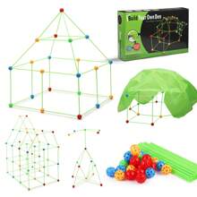 86-Piece Glow-In-The-Dark Fort Building Kit - DIY Construction Toy For All Ages - Green - View 5