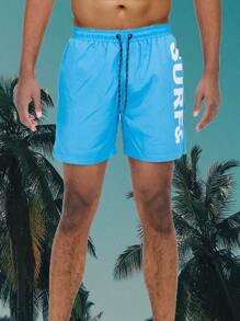 Mens Surf & Beach Print Board Shorts Swim Trunks Mesh Lining Beach Swim Vacation Tropical - Marina - View 2