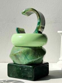 1pc Springtime Fresh Green Gradient Square & Circle Thick Resin Bracelet, Fashionable & Versatile Women's Jewelry, Personalized Gift - Multicolor - View 3