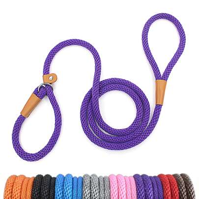 1 pièce de laisse en corde tressée, laisse coulissante pour chiens petits, moyens et grands, pour la promenade et l'entraînement en extérieur