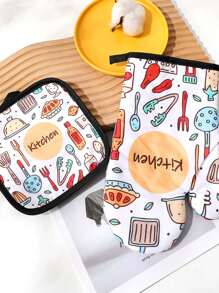 2 piezas Guantes de cocina resistentes al calor, aptos para microondas, hornear y horno a altas temperaturas, utensilios y equipos de cocina para fiestas y vacaciones, artículos indispensables para el hogar y la cocina, amigables para la organización - Multicolor - Ver 1