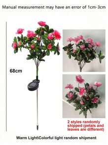 Solar Powered Rhododendron Flower Lights, Outdoor Patio Lawn Landscape LED Garden Decor Pathway Lights, Artificial Flower Lights (Warm Light/Color Light Random) - Multicolor - View 5