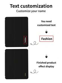 Customized Text Flat Tablet Case, Black Solid Color, Compatible With IPad Mini4/Mini5/Mini6/Mini7, Compatible With IPad A16 2025, Air 11 13 M2 M3 Pro 11 13 M4 2024, Air 4 5 10th 10.9, Pro 11 9th 8th 7th 10.2 4th 5th 6th Model A8, Customized Text, Tri-Fold Stand, Built-In Pencil Slot, Soft Edge Full Coverage, Simple Casual Classic TPU Soft Shell Compatible With IPad Flip Tablet Case. Note: The Final Font Style Is Subject To The Physical Picture, And There May Be Slight Color Differences.,Cute Phone Cases, Personalized - Black - View 6