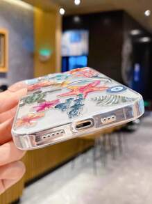 1 pieza Funda protectora de teléfono a prueba de golpes y de gran grosor con impresión de flor de elemento marino compatible con iPhone 16/16 Pro/16 Plus/16 Pro Max, iPhone 15 Pro Max, Apple P13, P14, P11, P12, XS, XR, 7/8, P 7/8 Plus, GS2, Galaxy S25, S25 Plus, S25, S25 Ultra, A50, A12, A32, A52, A72, A51, A21S, A13, A14, S22 Ultra, S23, A33, A53, S20 FE, Redmi 11, 12 Pro, 12/12X, Note 11, 9A, 9C, Poco X3 NFC, Redmi 10, 9, Note 9, 12C, Note 11 Pro, Redmi 10C, Note 8 Pro