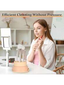 1pc Makeup Brush Cleaner Mat 3 In 1 Silicone Makeup Brush Cleaner Bowl Cosmetic Brushes Cleaning Tool Organizer For Storage And Air Dry,Clean Makeup Brush, Sponge, Powder Puff And Other Cleaners Makeup Tools Air Drying Rack