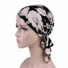 1Pc Floral Print Turban Women National Wind Hat Bandana Chemotherapy Hat Sleep Caps Beanies Headwrap Fashion Casual - Hair Cap - View 4