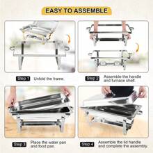 Chafing Dishes For Buffet 4 Pack, 8 Qt Stainless Steel Chafers And Buffet Warmers Sets With Lid, Rectangle Serving Food Warmer Catering Supplies Buffet Display For Parties, 2 Colors For Choices, Silver, Gold - 銀色 - 查看 5