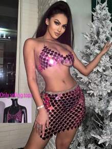 1件套女士性感镂空诱惑上衣情趣内衣酒吧夜店激情性感睡衣 - 粉色 - 查看 2