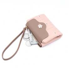 Women Fresh Printed Letter Design Wallet Floral Metal Decor Simple Zipper Closure Multi-Functional Card Slots For Students Back To School Daily Use Gift Wristlet For WomenWallet Mini Wallet Purse Wallet Small Wallet