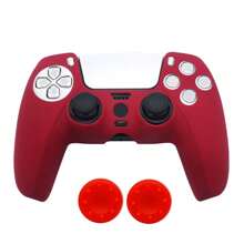 1pc Silicone Protective Cover For PlayStation 5 Controller + 2pcs Joystick Caps Set, Anti-Slip, Anti-Drop, Anti-Dust, Anti-Scratch, Enhance Gaming Experience