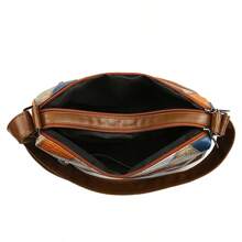 Ladies PU Color Checker Retro Large-Capacity Multi-Pocket Commuter Omni-Adjustable Shoulder Strap Messenger Bag