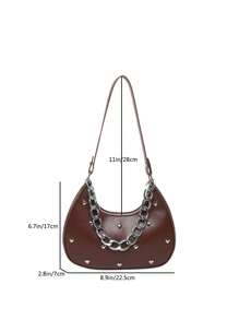 Bolso de hombro minimalista 2025 para mujeres, bolso casual de oficina y viaje debajo del brazo, bolso de cadena de unicolor, adecuado como regalo del Día de San Valentín, bolso de mano de uso diario para mujeres jóvenes, estudiantes universitarias y damas de oficina, perfecto para oficina, escuela, trabajo, negocios y transporte