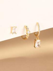 3PCS S925 Sterling Silver Eyes Earring Set For Woman Wedding Jewelry Earring - Gold - View 5