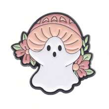 1pc Creative Cartoon Halloween Series Cute Ghost Shape Metal Brooch, Fun Quirky Badge Accessory - White - View 7