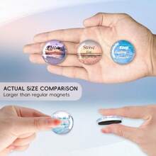 12 件冰箱贴，圆形玻璃冰箱贴，可爱冰箱贴，磁性贴纸，装饰性个性化工艺品，高品质磁铁，精美典雅的图案，小巧实用，适用于白板、教室、厨房、办公室、家庭、橱柜和照片。 - 彩色 - 查看 4