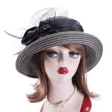 1buc Organza Ribbon Femei Stil Vintage Cloche Church Kentucky Derby Bridal Hat