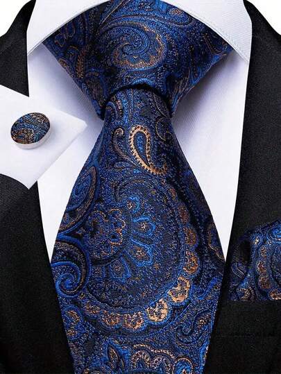 Men Tie Sets Classic Fashion Necktie Set With Cufflink For Business Party