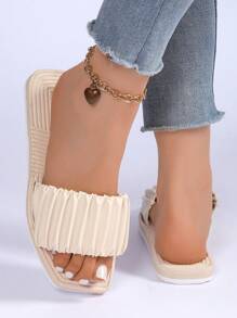 Sandalias de verano de moda para mujer - Sandalias planas, transpirables y ligeras con correa elástica, suela cómoda de EVA, adecuadas para uso casual, al aire libre y en vacaciones de playa