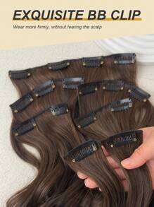 22 Inch Curly Synthetic Hair 7 Piece Curling Extensions Set To Extend Hair Extensions Invisible Clip Wig Extends Black With Brown Long Piece - Brown - View 8