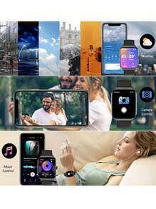 Sporty Smart Watches,Smart Watch For Women With High Definition Screen Smartwatch 1.70-Inch LED High-Definition Color Screen With Curved Surface, Fully Fitted Touch Screen Support For Multiple Languages, Wireless Charging Function, Music Player, Phone Call Function, Message NotificationLarge Capacity 180MAH