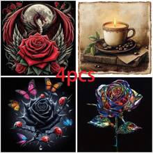4pcs DIY 5D Diamond Painting Kit, 5D Full Diamond Painting, DIY Creative New Art Crafts, Painting Kit, Home Decoration Painting