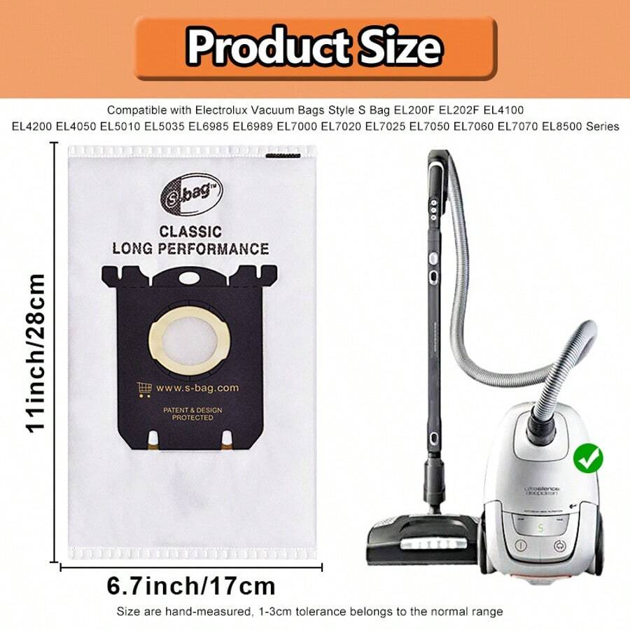 5pcs Electrolux S-Bag FC8202 FC8220 High Efficiency Dust Bags, Vacuum Cleaner Accessories